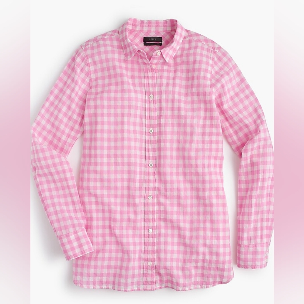 J.CREW - Womens Classic-fit boy shirt in crinkle gingham